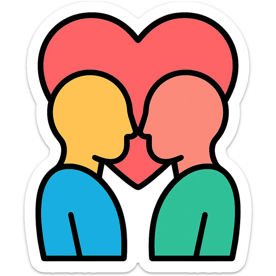 symbolic icon representing intimacy with color outline sticker