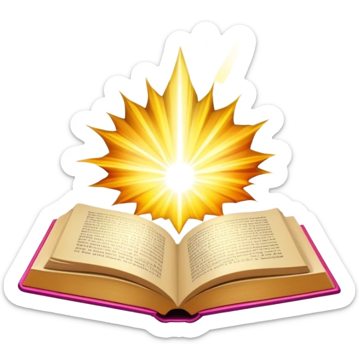 Un libro con un aura de colores vibrantes, con destellos dorados flotando a su alrededor,  un rayo de luz atravesándolo, simbolizando la explosión de creatividad sin miedo. book of creative art colors power  sticker