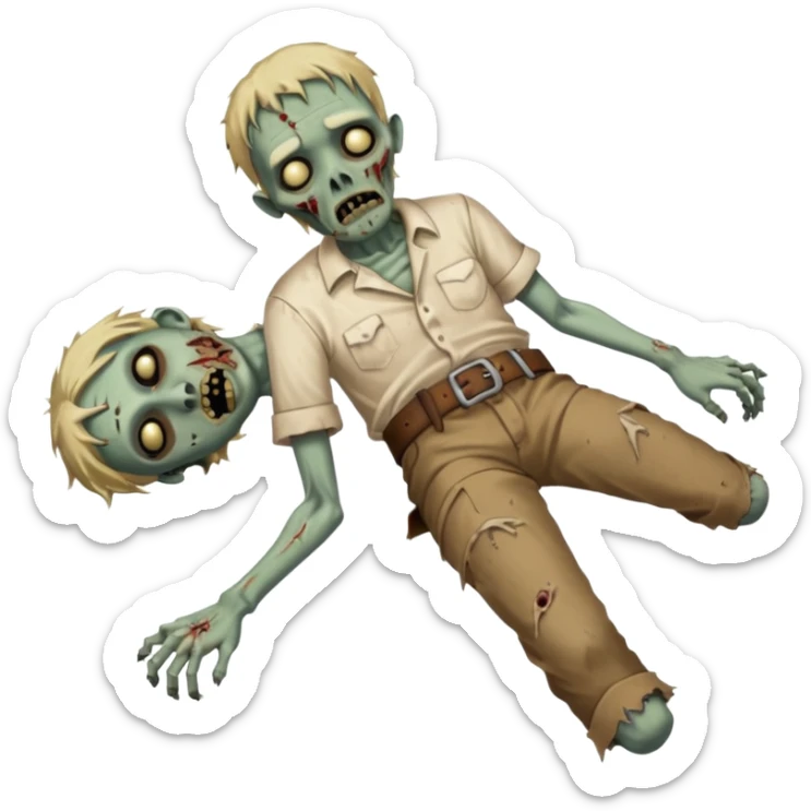 fullbody zombie leper laying on the ground, with simple belt and loose shirt from Jesus times sticker