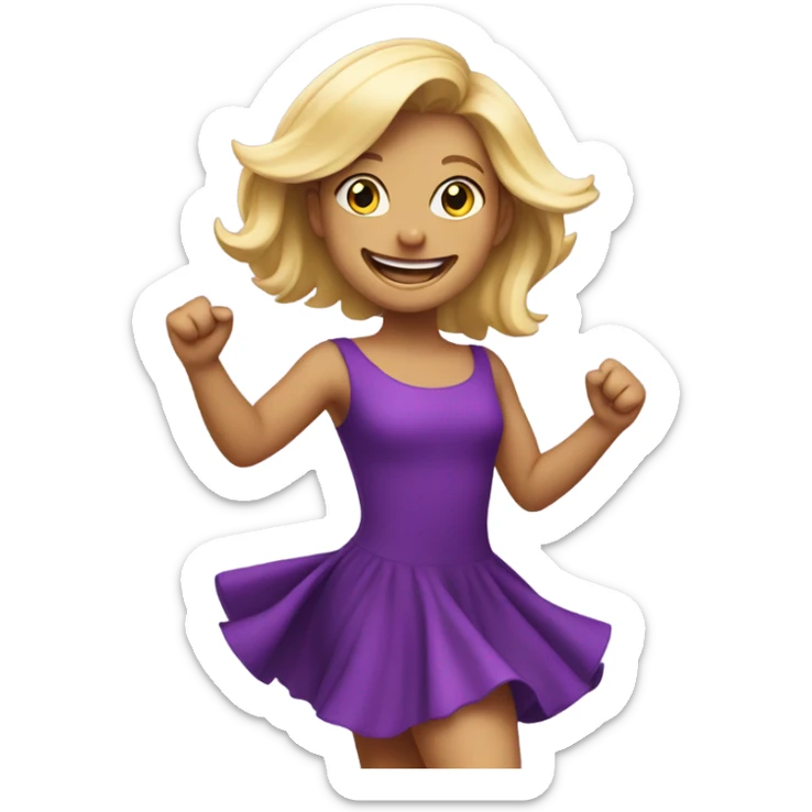 blonde girl dancing excited in purple dress sticker