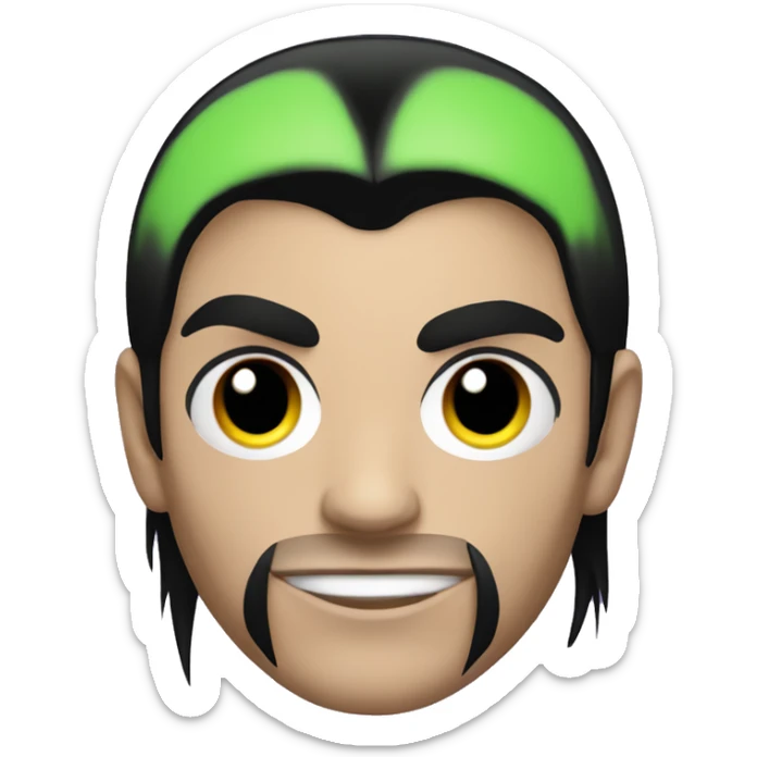 Jeff Hardy with black hair and face paint in apple emoji art style  sticker