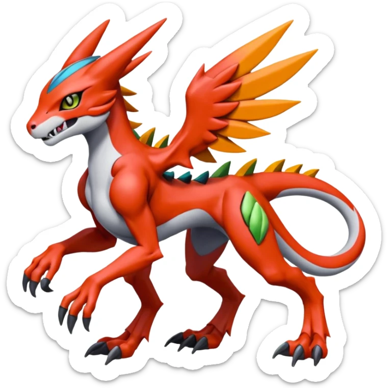 Meloetta-Guilmon-Wargreymon-Sergal-Pokémon-Digimon-Fakémon-fusion-hybrid-creature sticker
