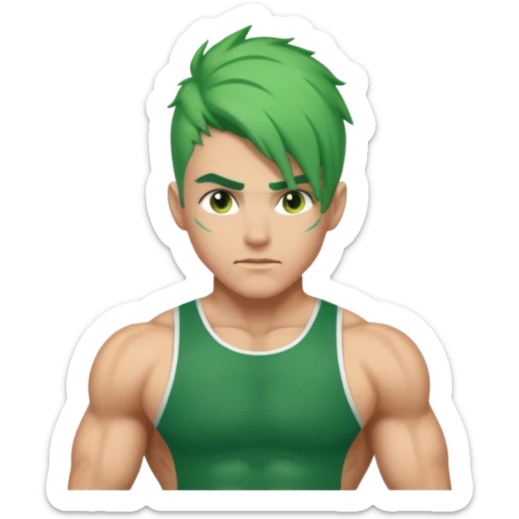 green haired, athlette sticker