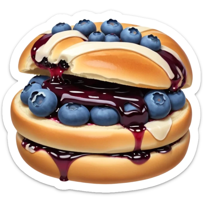Make an emoji of a blueberry bun (small) that's broken off a bit so you can see the blueberry jam sticker