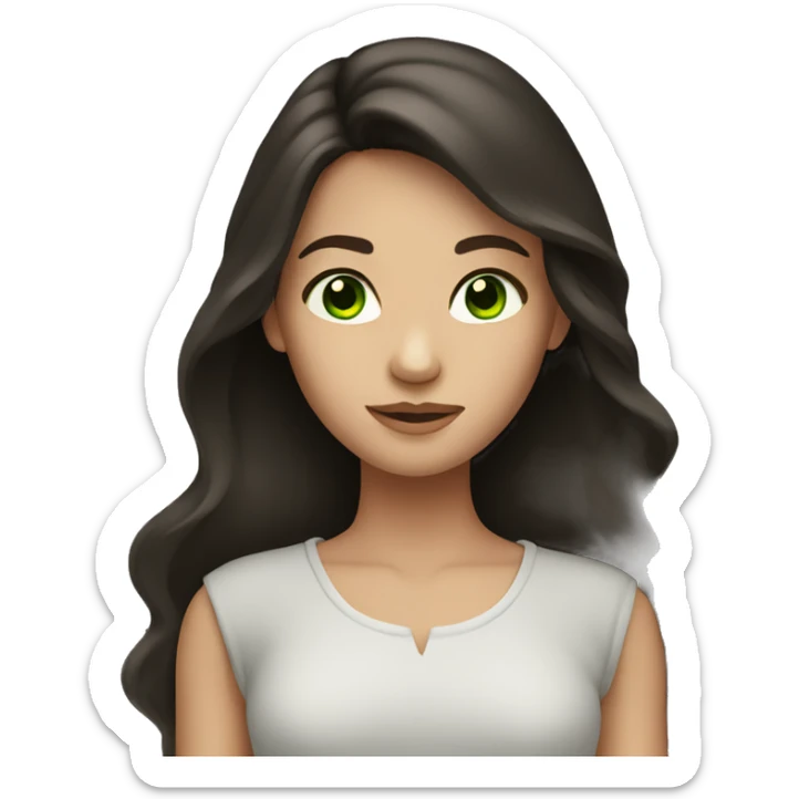 girl with dark brown long hair and green eyes sticker