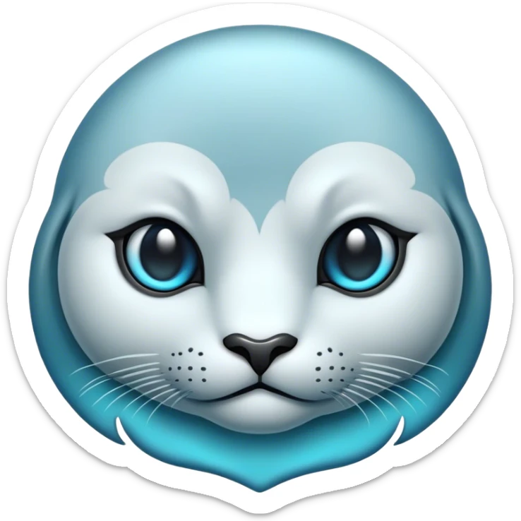 Cinematic Noble Seal Portrait Emoji, Poised and refined, with a sleek, streamlined body adorned in smooth, glossy hues and deep, soulful eyes, Simplified yet sharp and sophisticated features, highly detailed, glowing with a soft, aquatic glow, high shine, intelligent and graceful, stylized with an air of maritime elegance, focused and alert, soft glowing outline, capturing the essence of a watchful ocean guardian that feels as though it could glide out of the screen with effortless authority! sticker