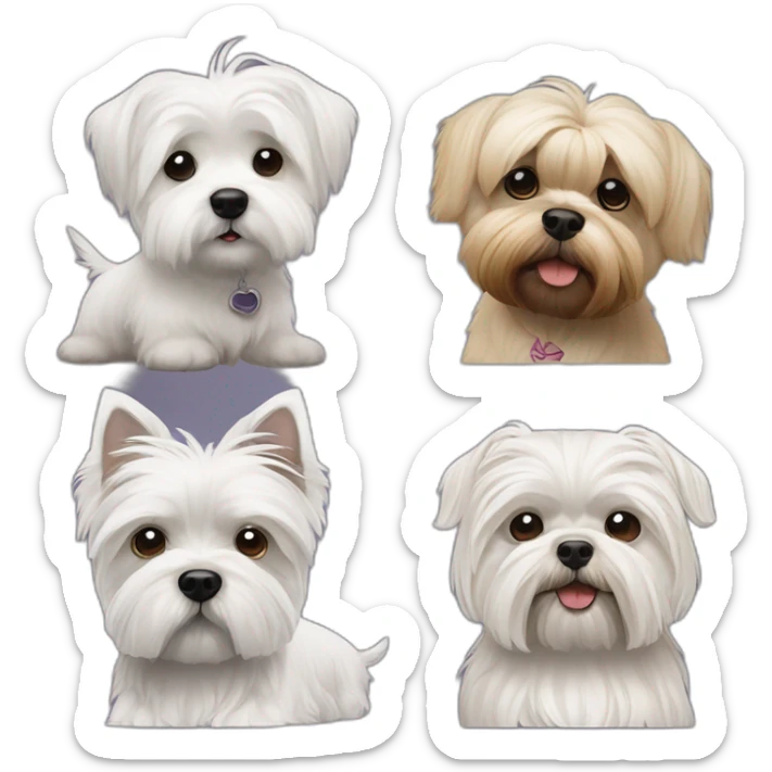 West Highland White terrier and a combination of a Shih-tzu and a Malthezer sticker