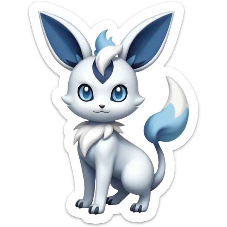 Meowstic-Absol-Minccino-Glaceon-Pokémon-Fakémon-hybrid-creature (full body) sticker