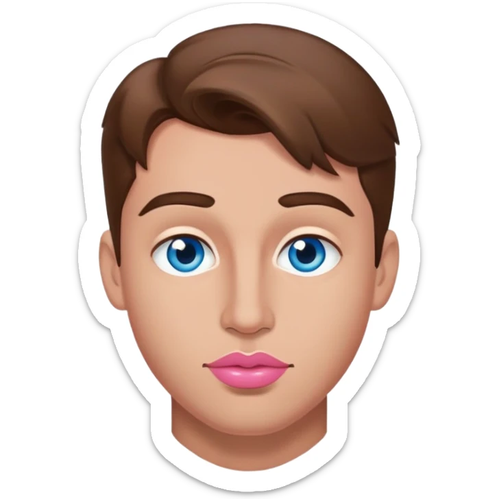 My sexy boyfriend who has blue eyes, brown hair, big sexy nose and plump pink sexy lips and he is very beautiful and cute  sticker