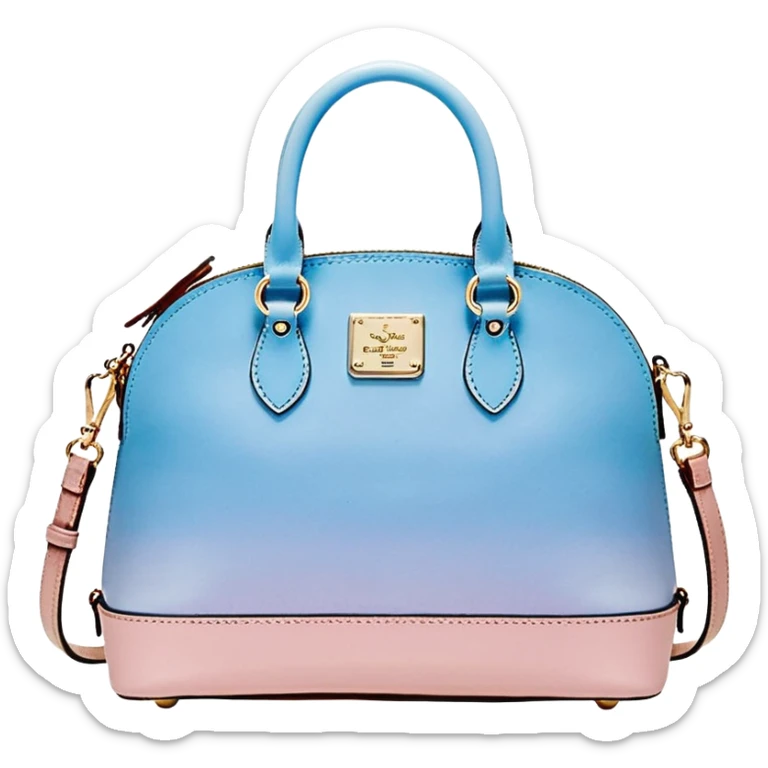 Realistic pastel pink to pastel blue ombre dooney and bourke domed satchel purse.  sticker