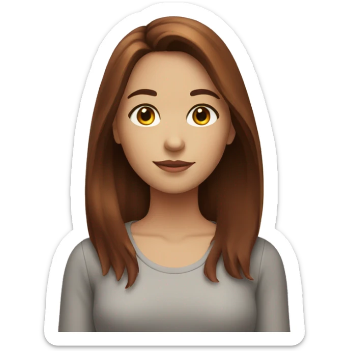 girl with brown hair and red tips of medium length hair sticker