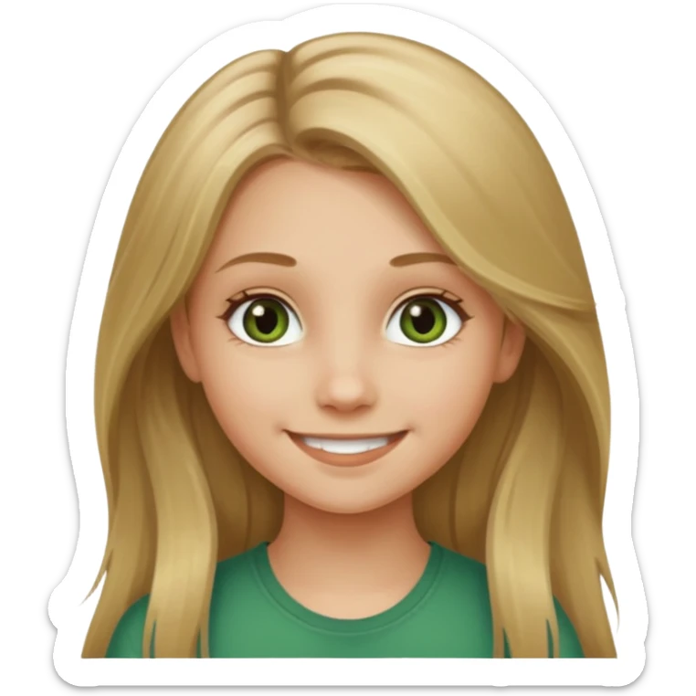 A young girl with long dirty blonde hair and hazel green eyes sticker
