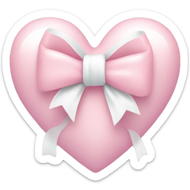 Pastel pink heart with white bow sticker