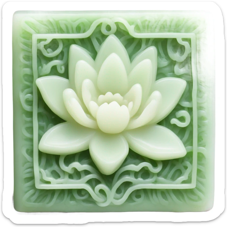 A whole white Rectangle Chinese style water-lily-patterned jade ornament sticker