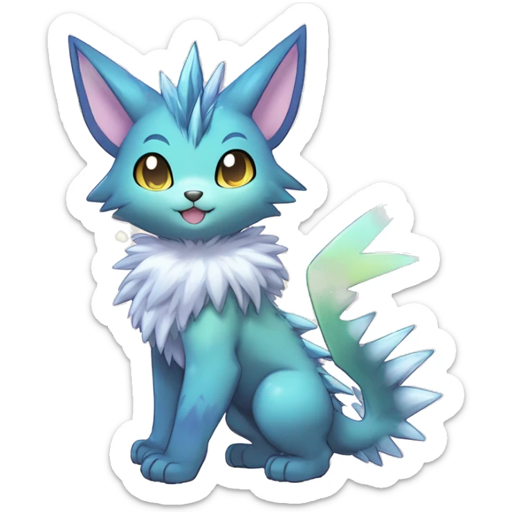 Anthro Scalie Spiky Cool Edgy Magical Shiny Colorful Pastel Sparkle Anime Chibi Fantasy-Animal-Fakémon-Pokémon-Hybrid Fur Sona Aesthetic Trending Style Full Body sticker