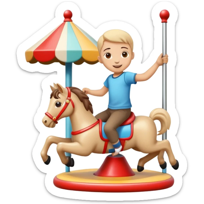 child spinning on a playground merry-go-round, cheerful and playful sticker