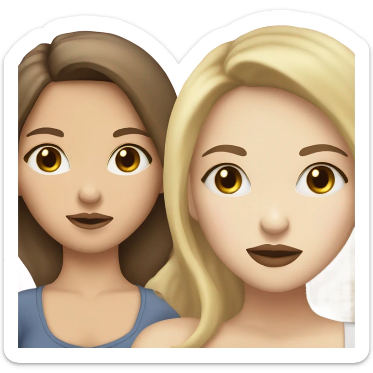 brunette brown hair white skin woman kissing blonde white skin woman sticker