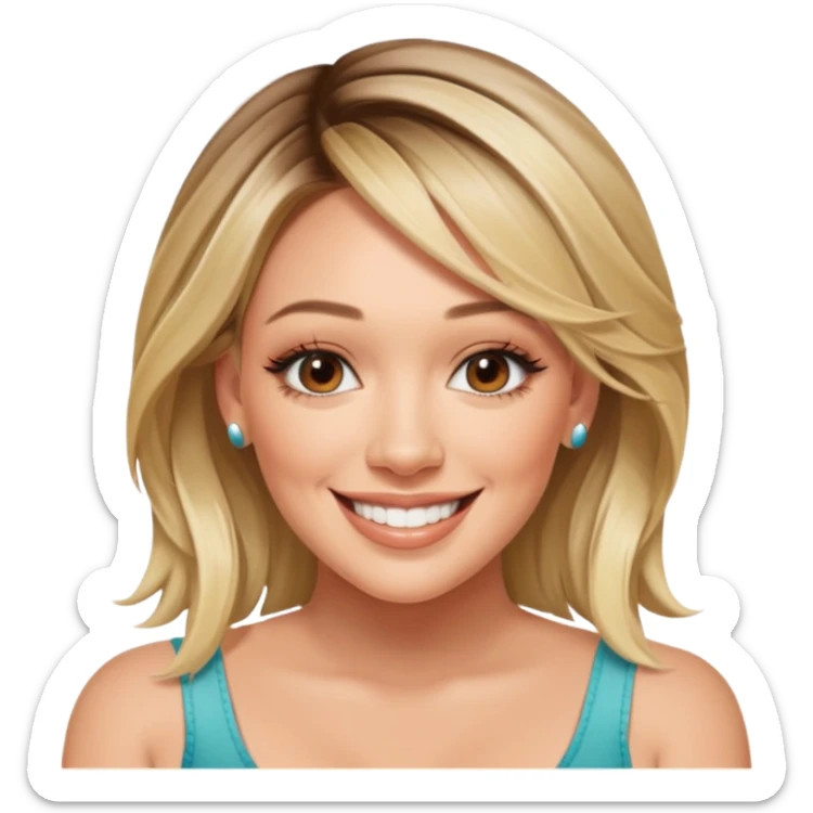 cinematic realistic ultra HD Hilary Duff from the cover Hilary Duff - Luck or something sticker