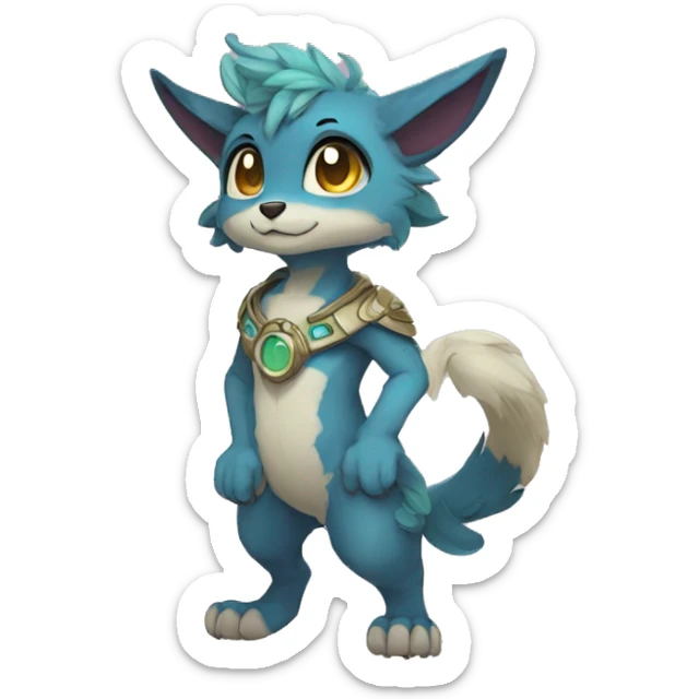 Anthro cool cute kawaii LiLaiRa-Modern-Vernid-Fakémon Full Body sticker