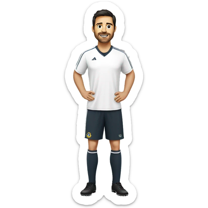 man, soccer trainer, dark hair, white shirt, nutrition specialist, portrait sticker