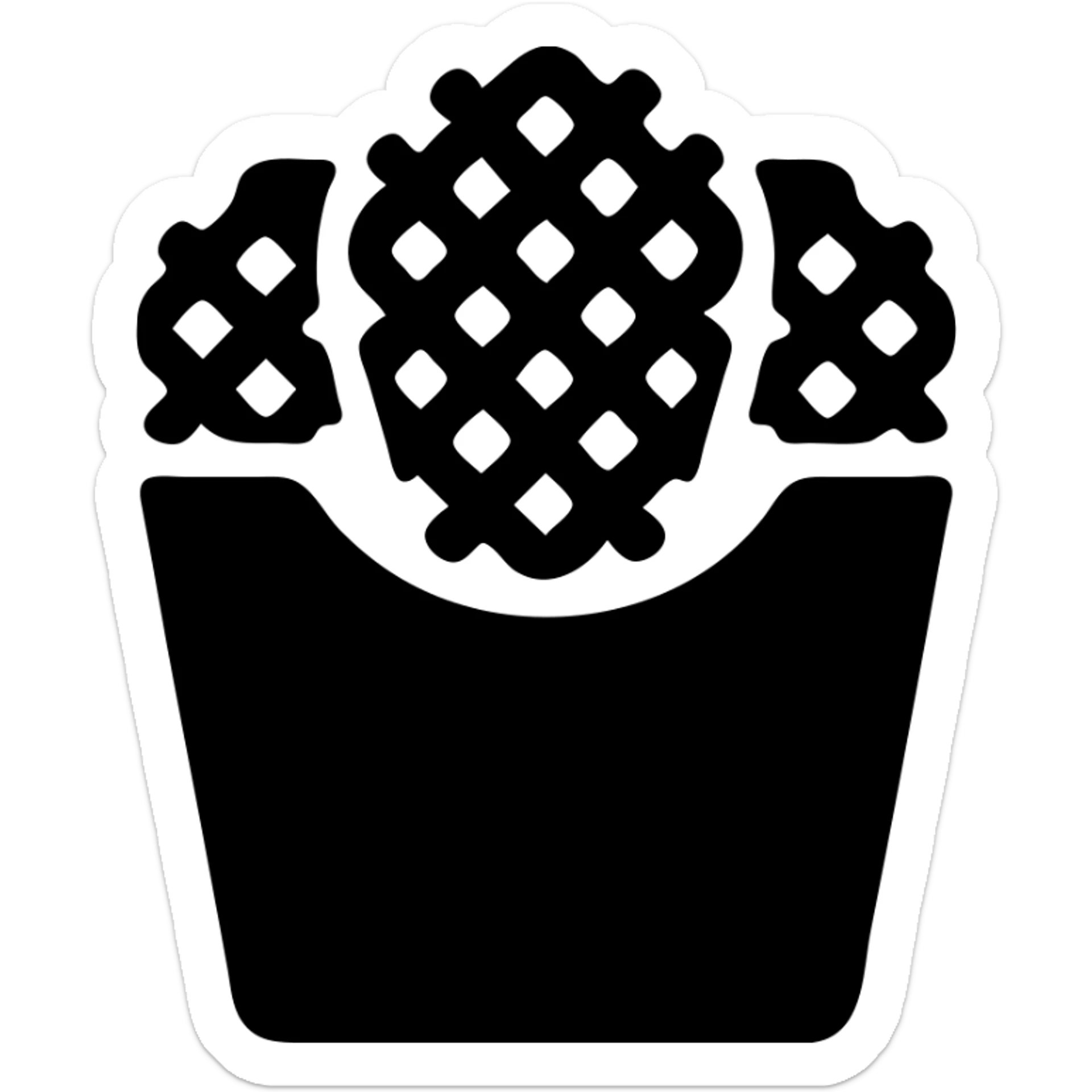 minimal flat icon style waffle fries in a red fast food box, no text, clean look sticker