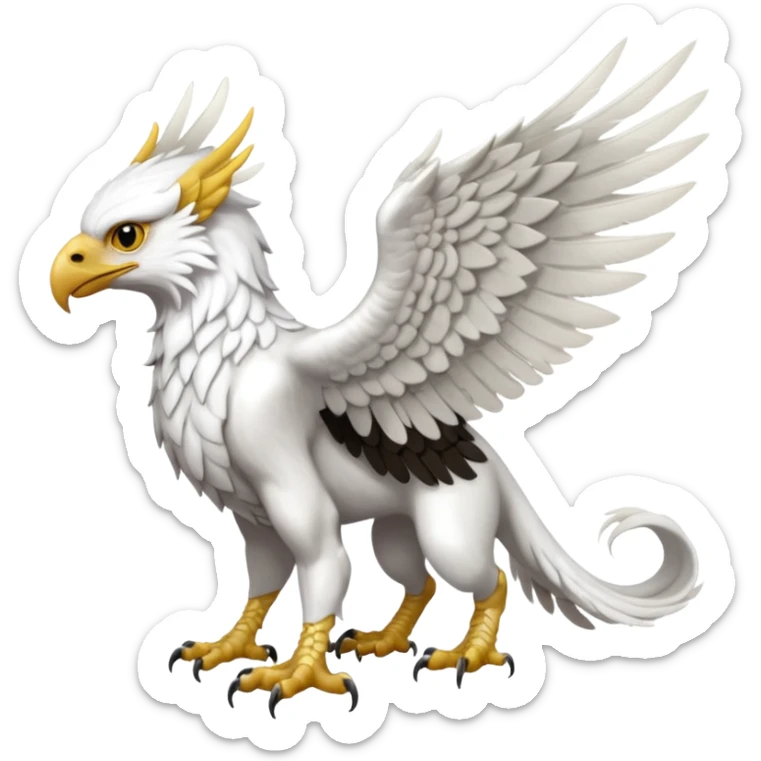 Albino white-furred Gryphon-Trico-griffin-chimera-hybrid, full body sticker