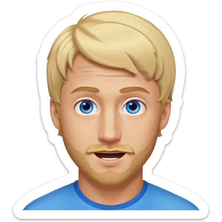 Genmoji style portrait of Logan Paul, blonde hair, blue eyes, short beard, energetic expression sticker