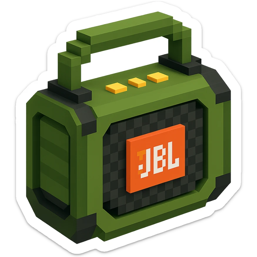 military-themed portable JBL speaker with olive green and black colors sticker