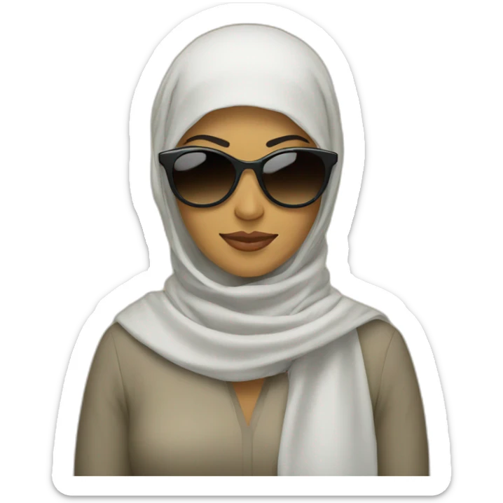 A women Who is wearing sunglasses and an islamic scarf sticker