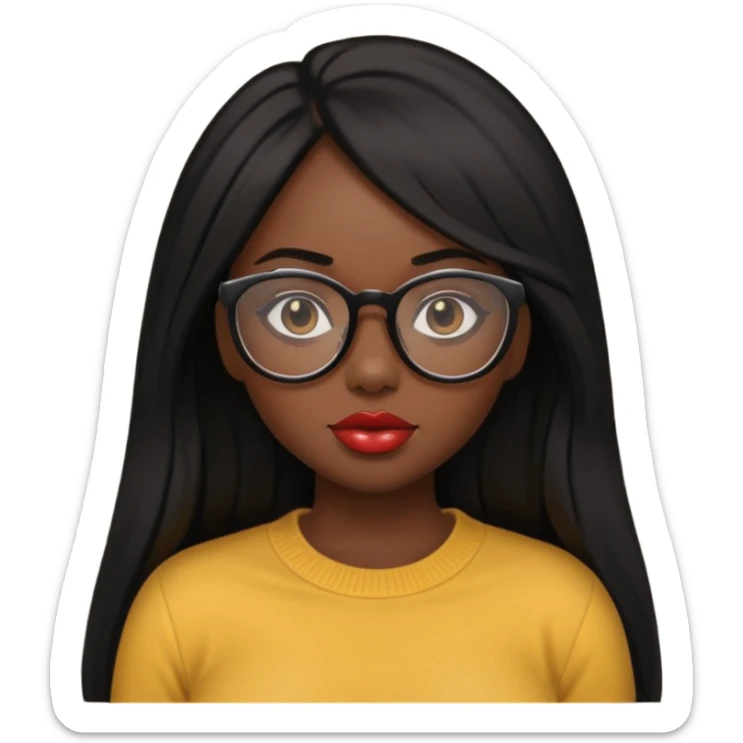 a slim thick black girl with a big butt long straight hair a lip combo black glass sticker