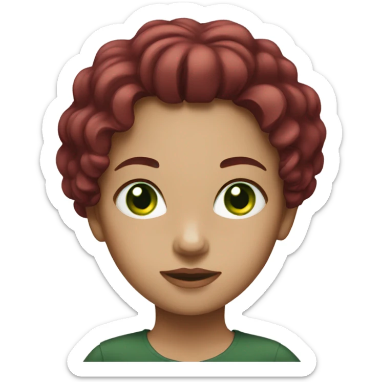  Girl with burgundy hair and dark green eyes sticker