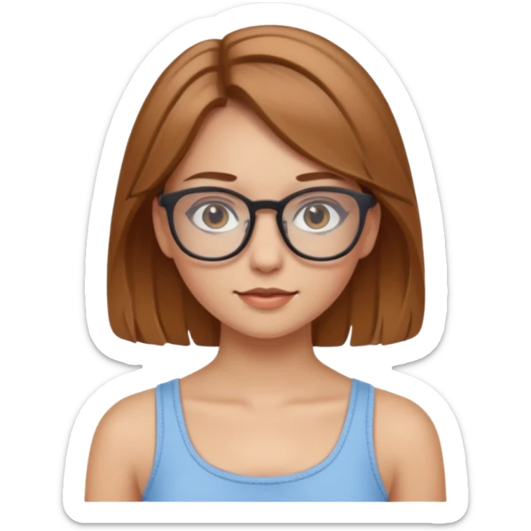 Hafif kumrak saçlı, beyaz tenli, gözlüklü, crop giyinen bir kiz sticker