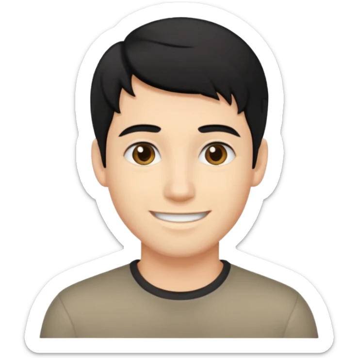 emoji of a smiling young man with black hair and blonde highlights, no beard sticker
