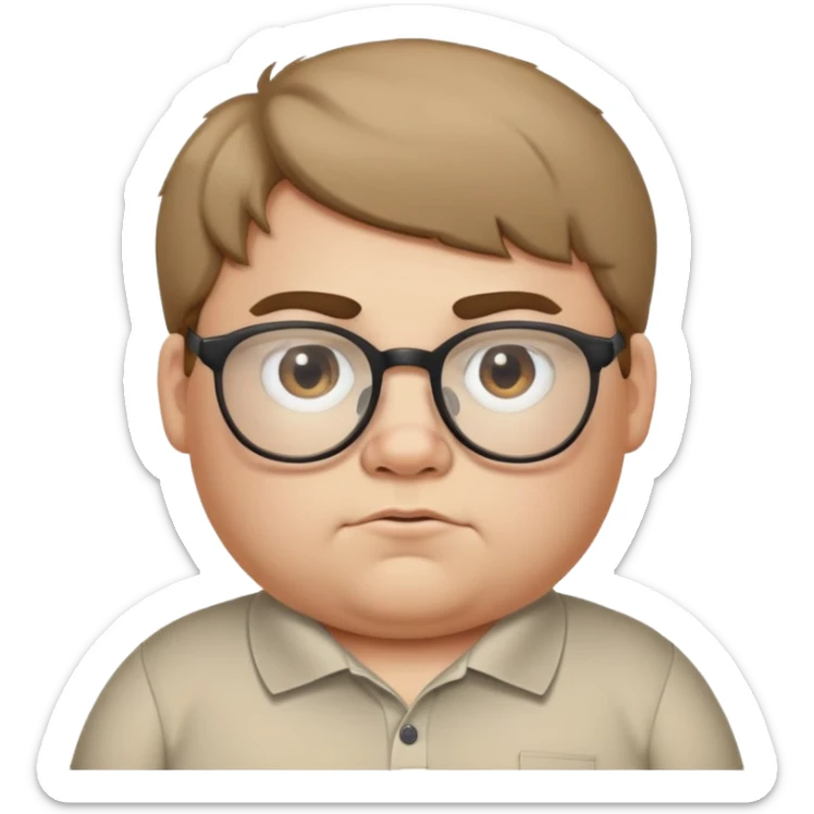 A fat ugly boy that wears glasses, he has dark blond hair, he wears polo shirt and he stinks  sticker