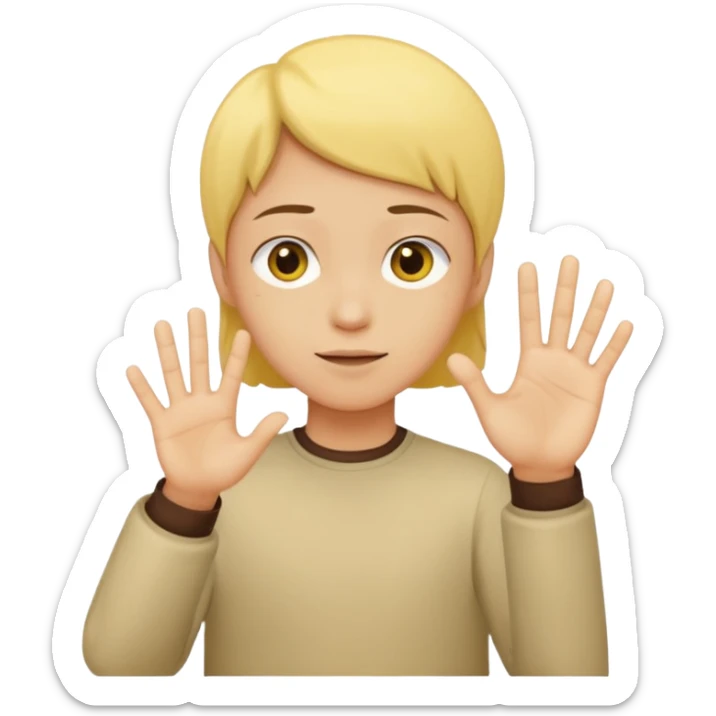 A yellow circle face person with neutral face with his hand in front of him at 90 degree angle sticker