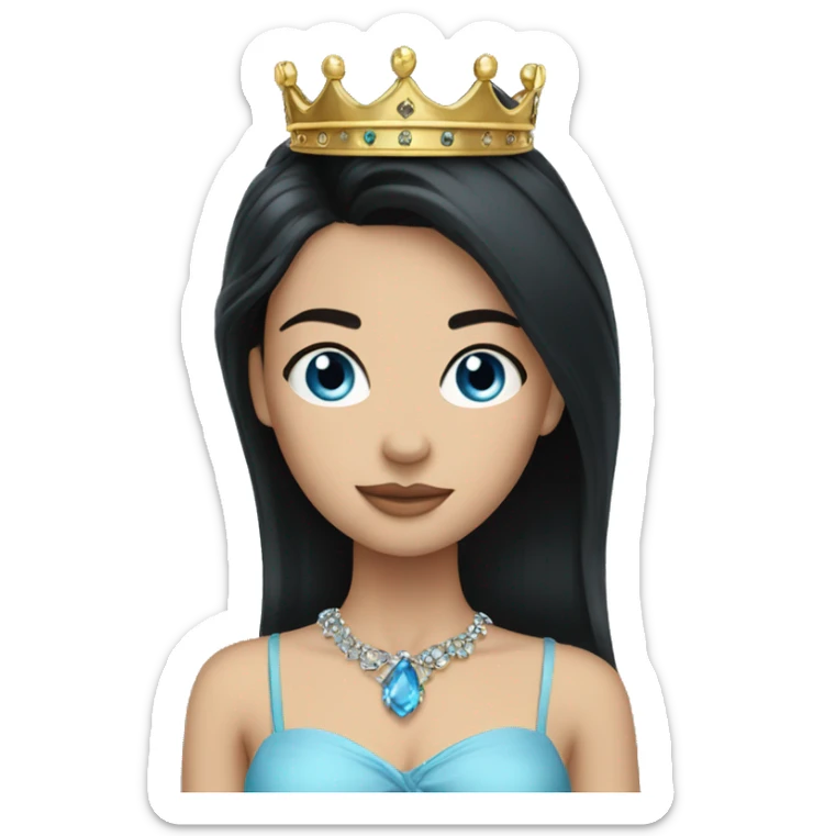 girl with black hair jewelry blue eyes and crown sticker