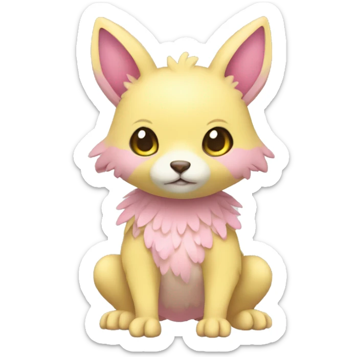Cute cool beige yellow pink animal hybrid Fakemon full body sticker
