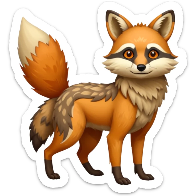 fantasy-tanuki-jackal-Coyote-marsupial-fursona-hybrid animal creature full body with intricate markings  sticker