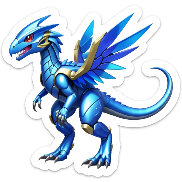 Shiny Futuristic Celestial Fakemon-Pokemon-Digimon-Spectrobes-Raptor-fusion, full body sticker