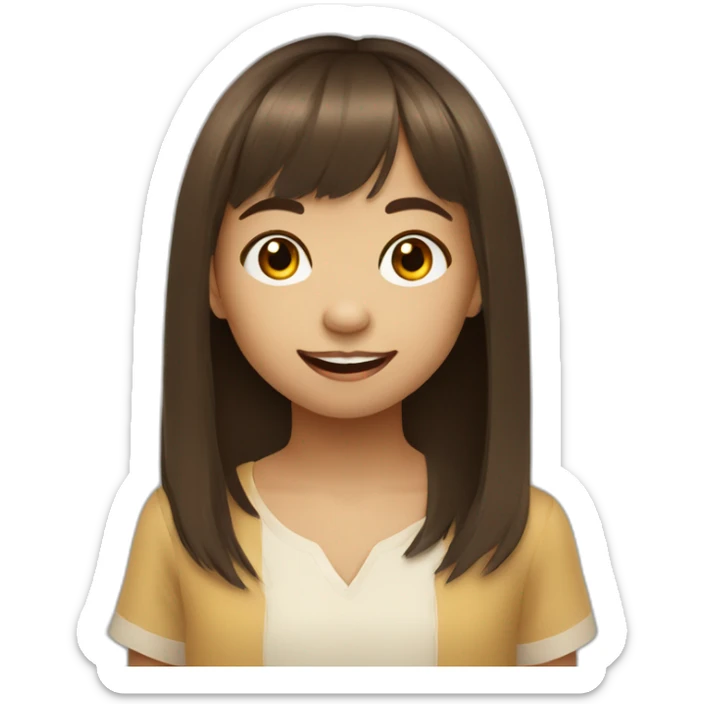 Filipino child girl young with short brown hair fringe slim lost on front tooth sticker