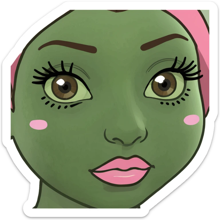 emoji de bebé de un año con pelo corto marrón, ojos marrones grandes con pestañas, cejas marrones y labios rosas sticker