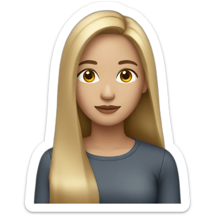 Brunette,light skin, dark eyes, long straight hair sticker