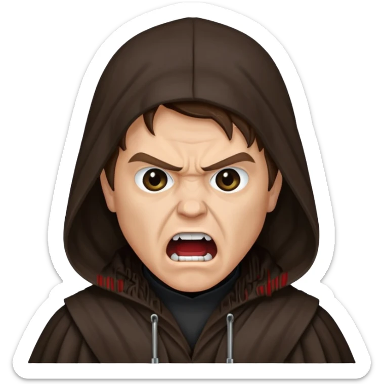 angry screaming "I hate you!" anakin skywalker  hooded covering half of the face sticker
