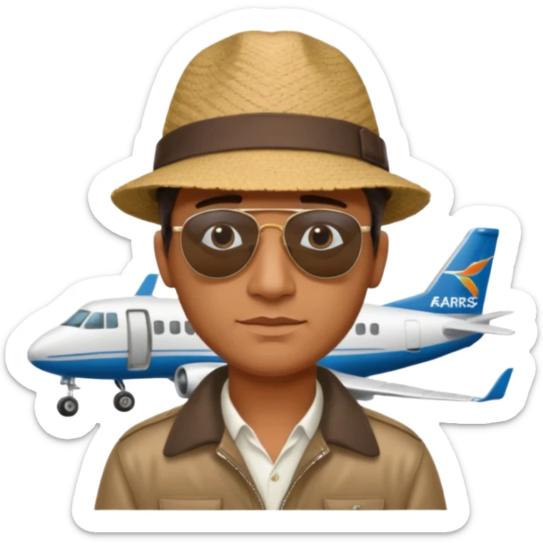 homme créole réunionnais avec chapeau arrive avion a gillot sticker