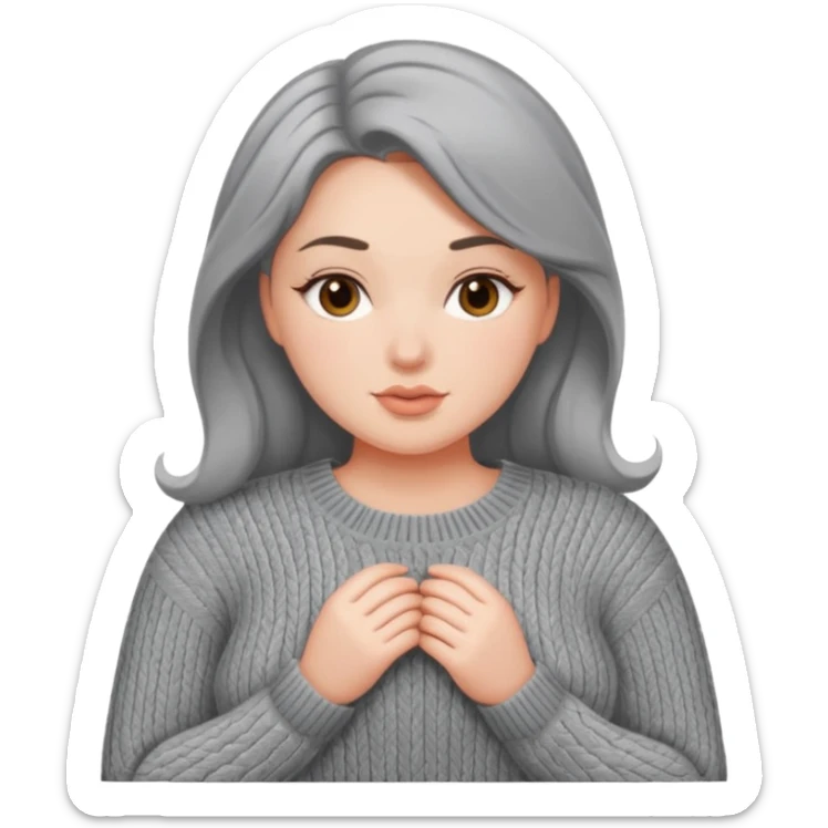 Design a woman’s grey sweater for a voluptuous woman. Just the sweater sticker