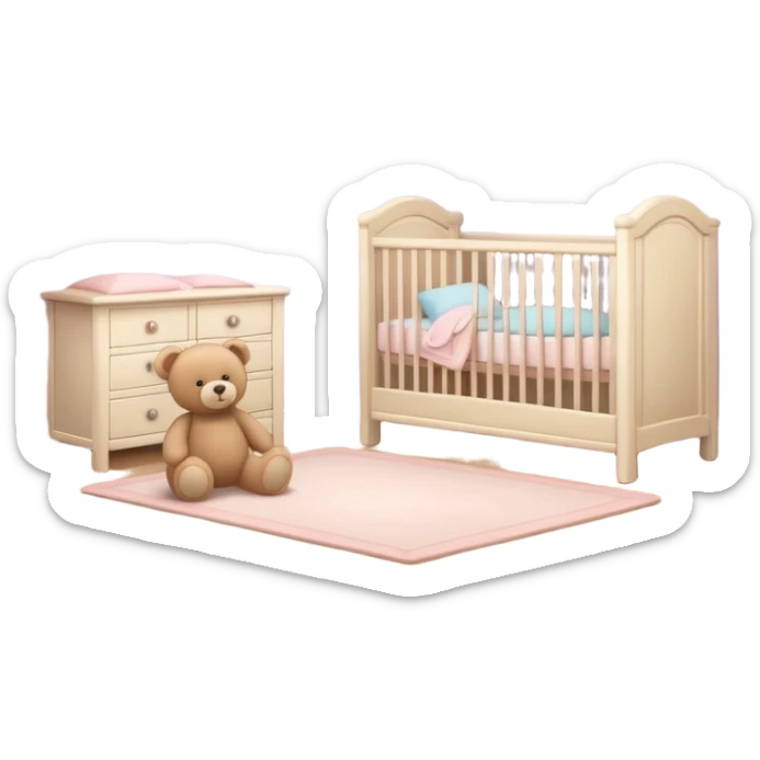 baby room, Cozy baby room with crib and teddy bear sticker