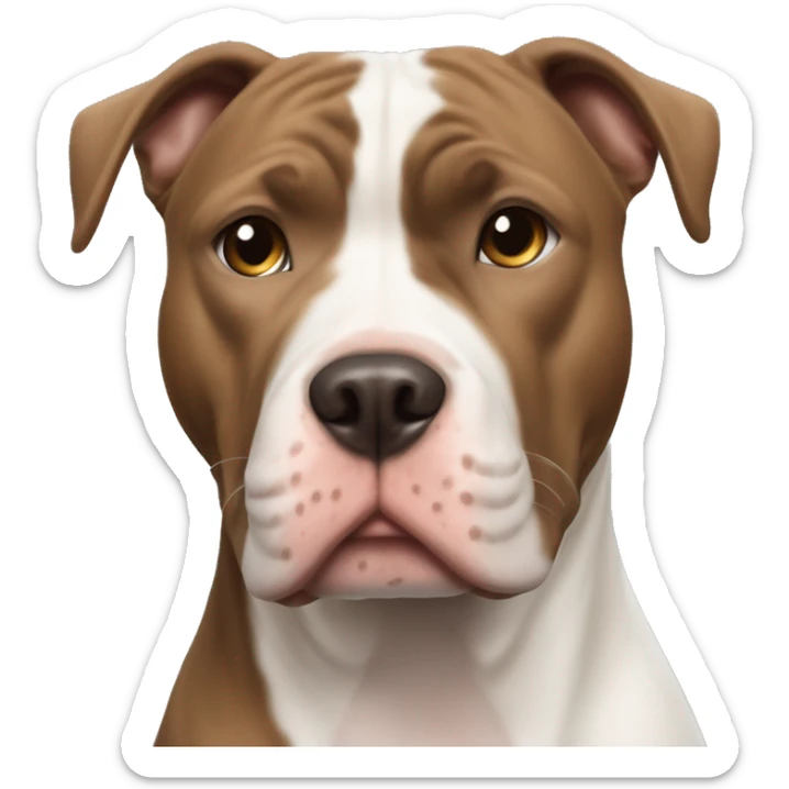 Most white and brown pitbull dog and a handsome ehit black hair man sticker