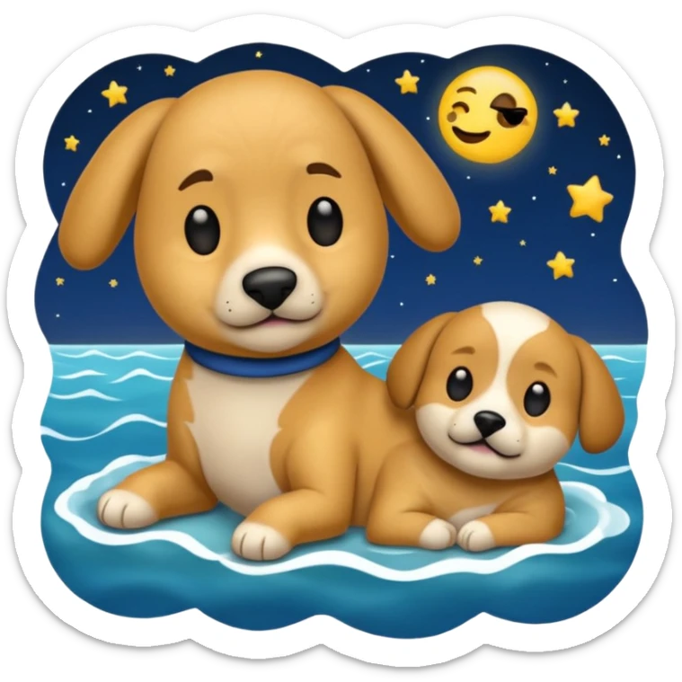 crea un emoji de buenas noches. Pon un texto : Buenas noches Javier y Tobi. Javier es una imagen de profesor y Tobi q sea imagen de un perro sticker