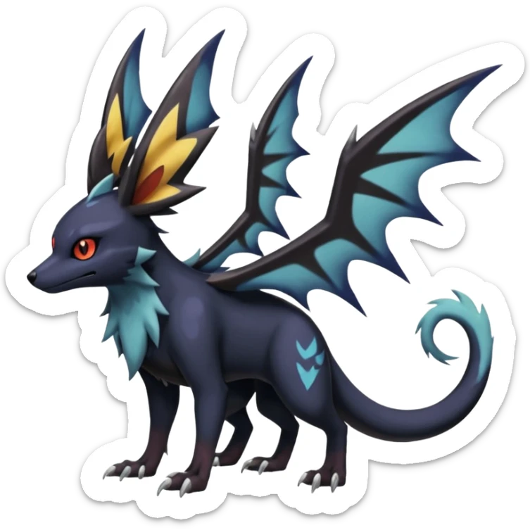 Spooky Nargacuga-Umbreon-Noibat-Noivern-Silvally-Pokémon-Fakémon-fusion (full body) sticker