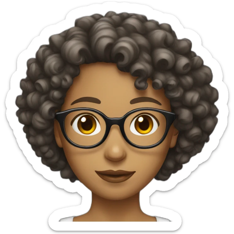Women curly hair glasses sticker